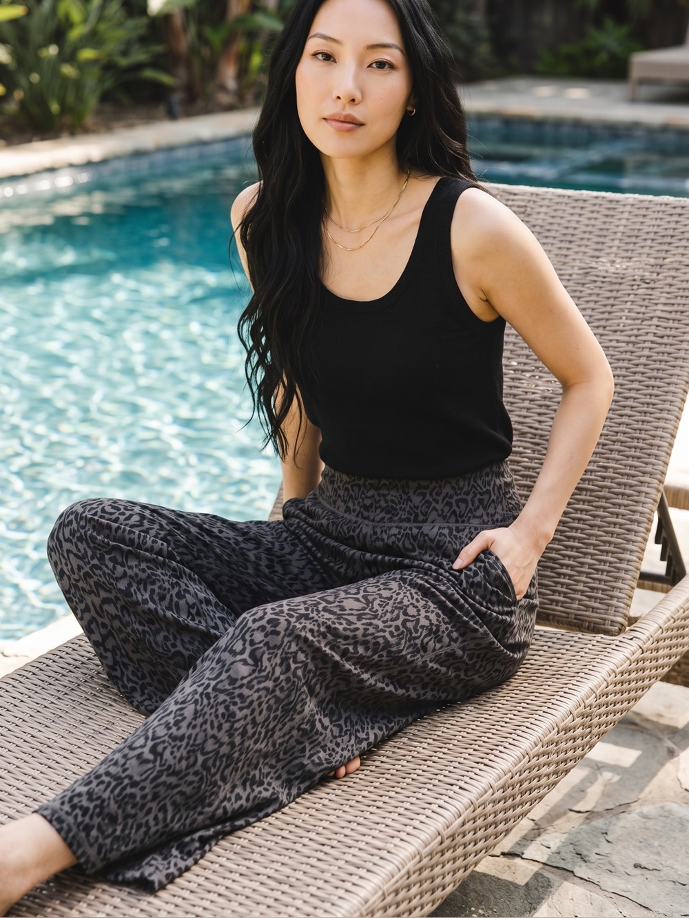 HALARA Black & Gray Leopard Wide-Leg Pants - Picture 7 of 7